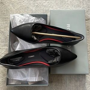 Rockport Total Motion Adelyn Ballet Flat 10W Black - Pointy Flats, Office Shoes